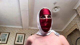 Small titted girl in stockings fucks herself with a dildo