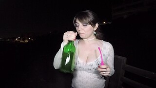 Natural Amateur blowjob outdoors exposed