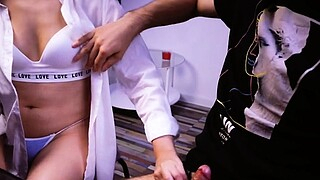 Step-sis Caught Me Jerking off and Made Me Cum in Her Mouth