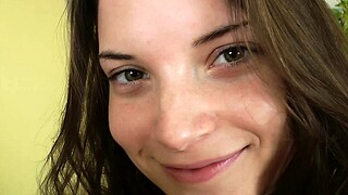 Lovely Amateur teen brunette masturbating outdoor