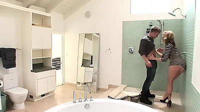 Moms With Boys Sandwiched Shower Fuck With Sexy MILF Adrianna Nicole